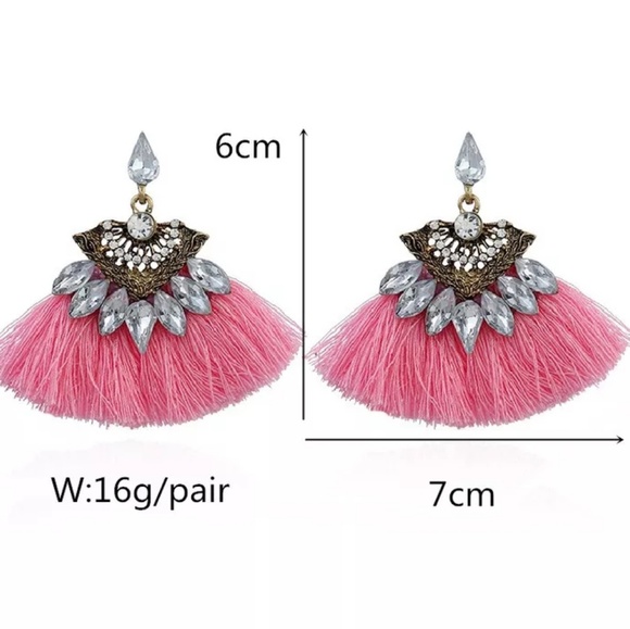 Crystals & Tassels Gorgeous Drop Fringe Earrings - Picture 3 of 5